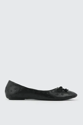 Ardene Embossed Ballet Flats in Black | Size | Eco-Conscious