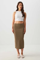 Ardene Super Soft Back Slit Pencil Skirt in Brown | Size | Polyester/Elastane
