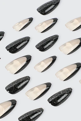 Ardene 20-Pack Black Glitter Fake Nails