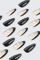 Ardene 20-Pack Black Glitter Fake Nails