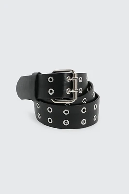 Ardene Faux Leather Eyelet Belt in Black | Size