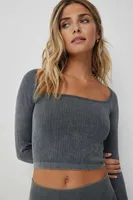 Ardene Seamless Ribbed Long Sleeve T-shirt in | Size Medium | Elastane/Polyamide