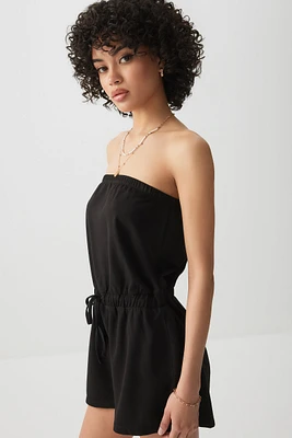 Ardene French Terry Tube Romper in Black | Size | Polyester/Cotton