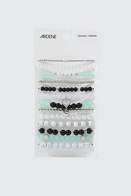 Ardene 13-Pack Charm Stretch Bracelets in Light Green
