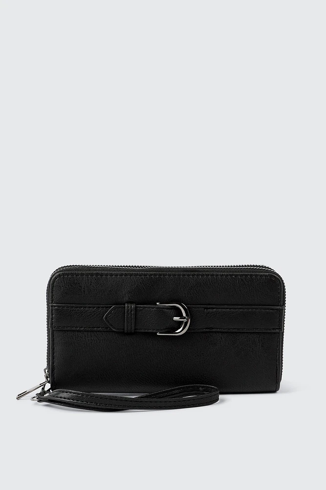 Ardene Accordion Wallet with Belt Strap in Black | 100% Recycled Polyester | Eco-Conscious