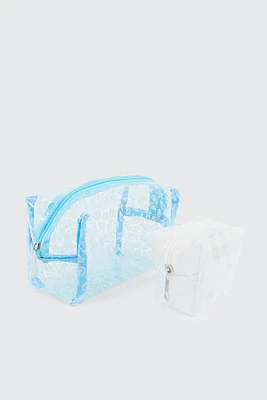 Ardene 2-Pack Makeup Bags in Light Blue