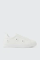 Ardene Tennis Sneakers with Embroidery Detail in White | Size 6 | Eco-Conscious