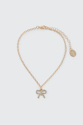 Ardene Bow Ankle Bracelet in Gold