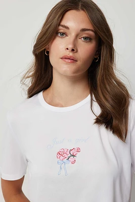 Ardene Graphic Boxy PJ Top in White | Size Small | Polyester/Spandex