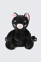 Ardene Kids Backpack with Animal Plushie in Black | Polyester