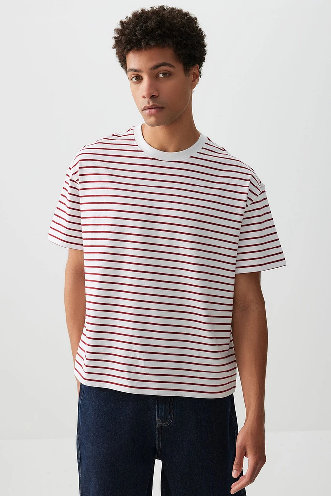 Ardene Man Printed Boxy T-Shirt For Men in Red | Size | 100% Cotton
