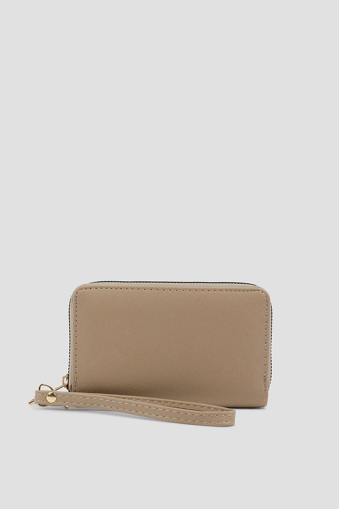 Ardene Small Accordion Wallet in Beige | Faux Leather/Polyester
