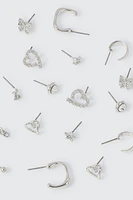 Ardene 9-Pack of Assorted Earrings in Silver | Stainless Steel