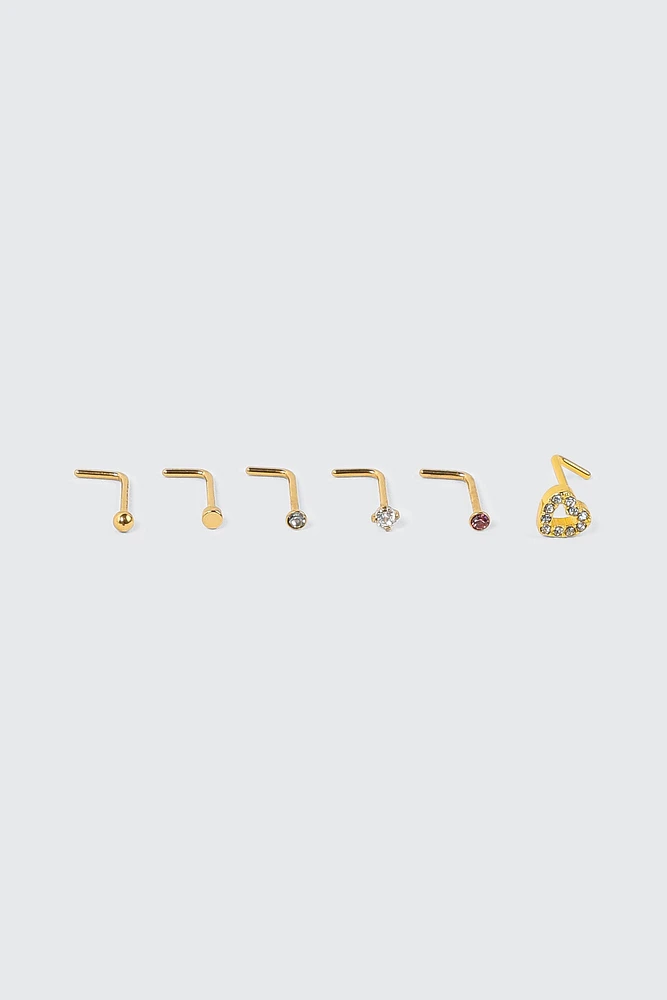 Ardene 6-Pack 18K Gold Plated Nose Studs