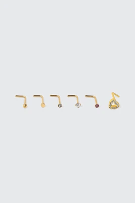 Ardene 6-Pack 18K Gold Plated Nose Studs