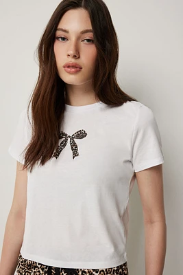 Ardene Graphic PJ Top in White | Size | Cotton | Eco-Conscious