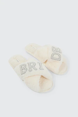 Ardene Bride Slippers in White | Size 5.5 | Polyester