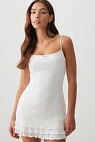 Ardene Pointelle Mini dress in White | Size XS | Polyester/Spandex
