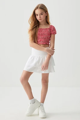 Ardene Kids Short Tiered Skirt in White | Size | Spandex/Cotton