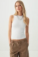 Ardene Basic High Neck Seamless Short Tank in White | Size | Nylon/Elastane