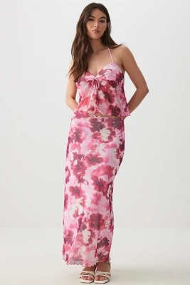 Ardene Maxi Mesh Skirt in Pink | Size | Polyester/Spandex
