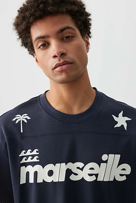 Ardene Man Marseille Mesh Crew Neck T-Shirt For Men in Dark Blue | Size | Polyester