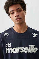 Ardene Man Marseille Mesh Crew Neck T-Shirt For Men in Dark Blue | Size | Polyester