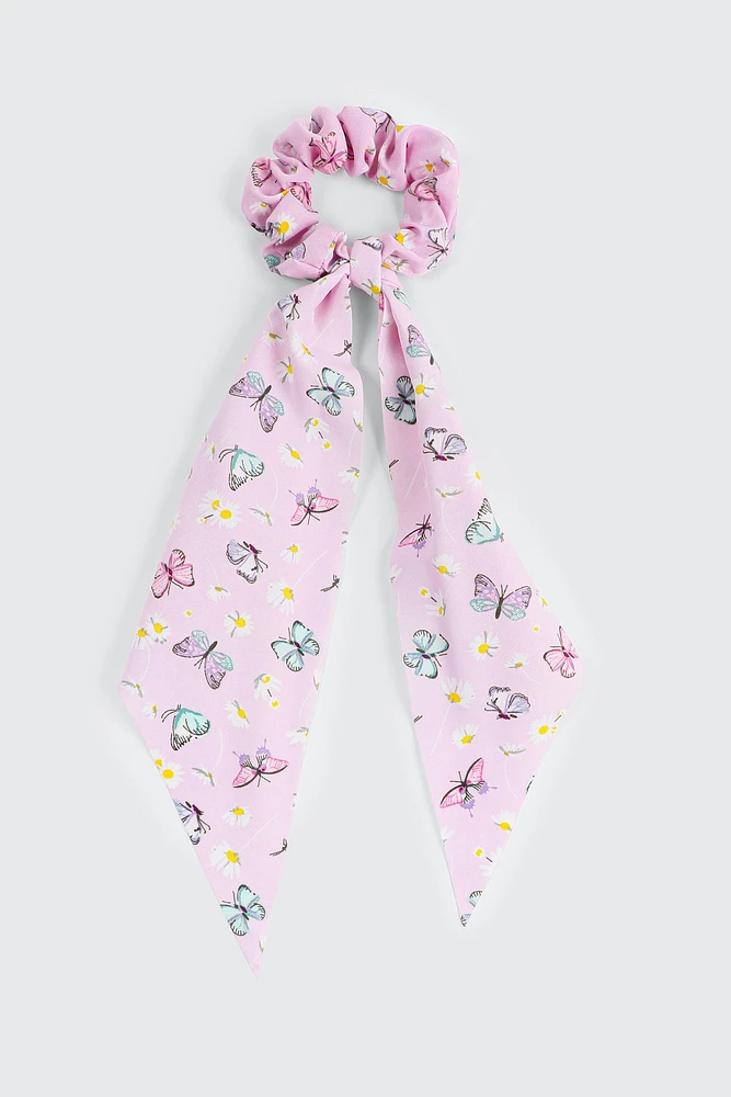 Ardene Kids Butterfly Scarf Scrunchie in Light Pink | Polyester