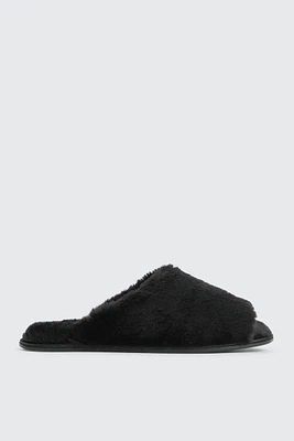 Ardene Faux Fur Slippers in Black | Size