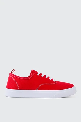 Ardene Low Top Canvas Sneakers in Red | Size | Eco-Conscious