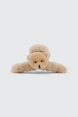 Ardene Teddy Bear Hair Claw in Beige