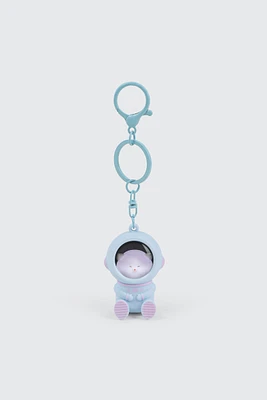 Ardene Light Up Cat Astronaut Keychain in Light Blue