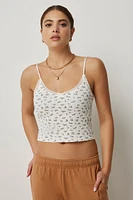 Ardene Pointelle Lace Trim Tank | Size XS | 100% Cotton