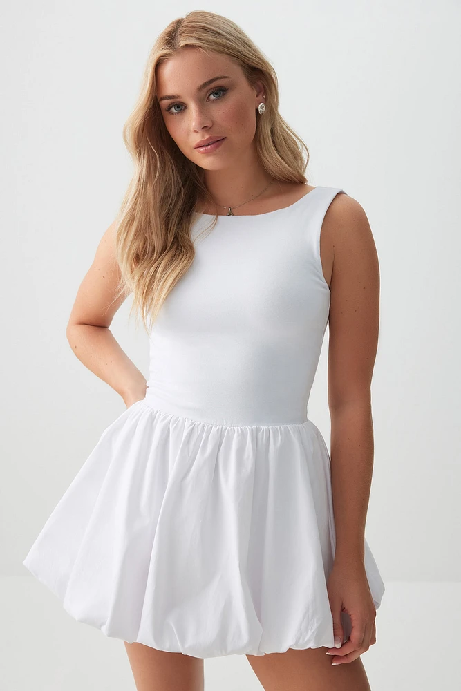 Ardene Mini Bubble Dress in White | Size | Polyester/Cotton/Elastane