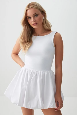 Ardene Mini Bubble Dress in White | Size | Polyester/Cotton/Elastane