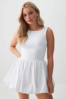 Ardene Mini Bubble Dress in White | Size | Polyester/Cotton/Elastane