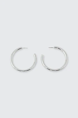 Ardene 14K White Gold Plated Tube Hoops in Silver | Stainless Steel