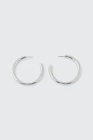 Ardene 14K White Gold Plated Tube Hoops in Silver | Stainless Steel