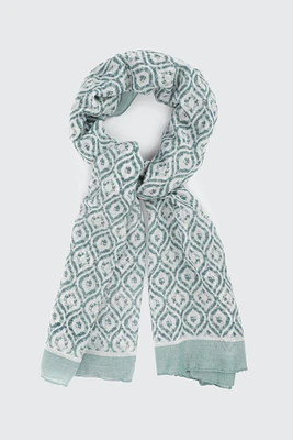 Ardene Geometric Scarf in Medium Blue | Polyester
