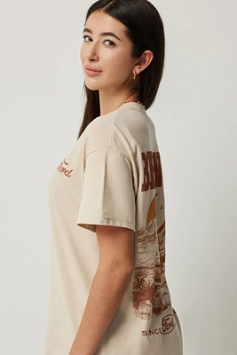Ardene Oversized Bronco T-Shirt in Beige | Size XL | Polyester/Cotton
