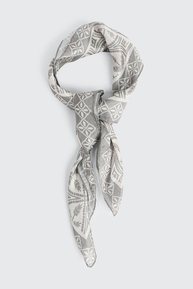 Ardene Square Satin Scarf in Grey | Polyester