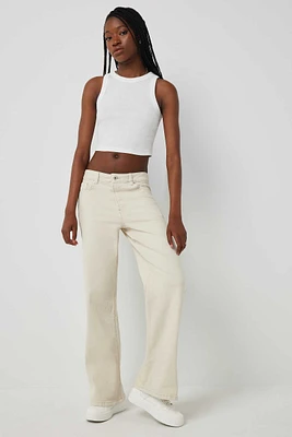 Ardene Mid Rise Wide Leg Jeans in Beige | Size | Spandex/Cotton