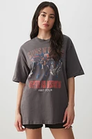 Ardene Guns N Roses Oversized T-Shirt in Dark Grey | Size Large | 100% Cotton