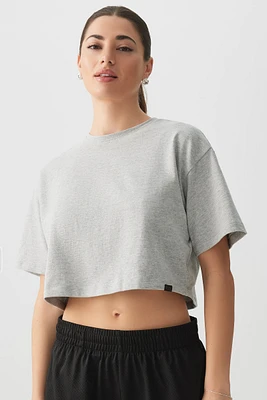Ardene Crop Boxy T-Shirt in Light Grey | Size | Cotton | Eco-Conscious