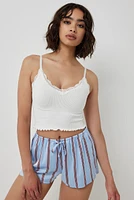 Ardene Seamless Rib Tank with Lace Detail in | Size | Nylon/Elastane | Eco-Conscious