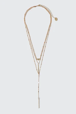 Ardene Three-Row Lariat Necklace in Gold