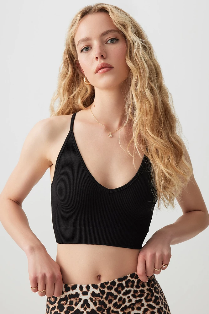 Ardene Basic Open Back Ultra Crop Tank Top in Black | Size Small | Nylon/Elastane