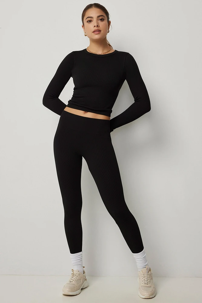 Ardene Seamless Ribbed Leggings in | Size Small | Polyester/Nylon/Elastane | Eco-Conscious