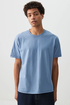 Ardene Man Solid Short Sleeve T-Shirt For Men in Medium Blue | Size | 100% Cotton
