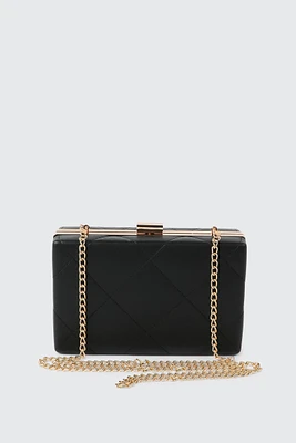 Ardene Quilted Box Clutch in Black | Faux Leather/Polyester